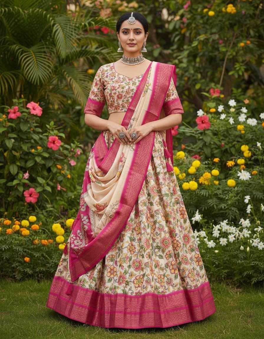 YNF Wholesale Silk Cotton Kalamkari Lehenga KESH723 ANUSHA | Surat Manufacturer