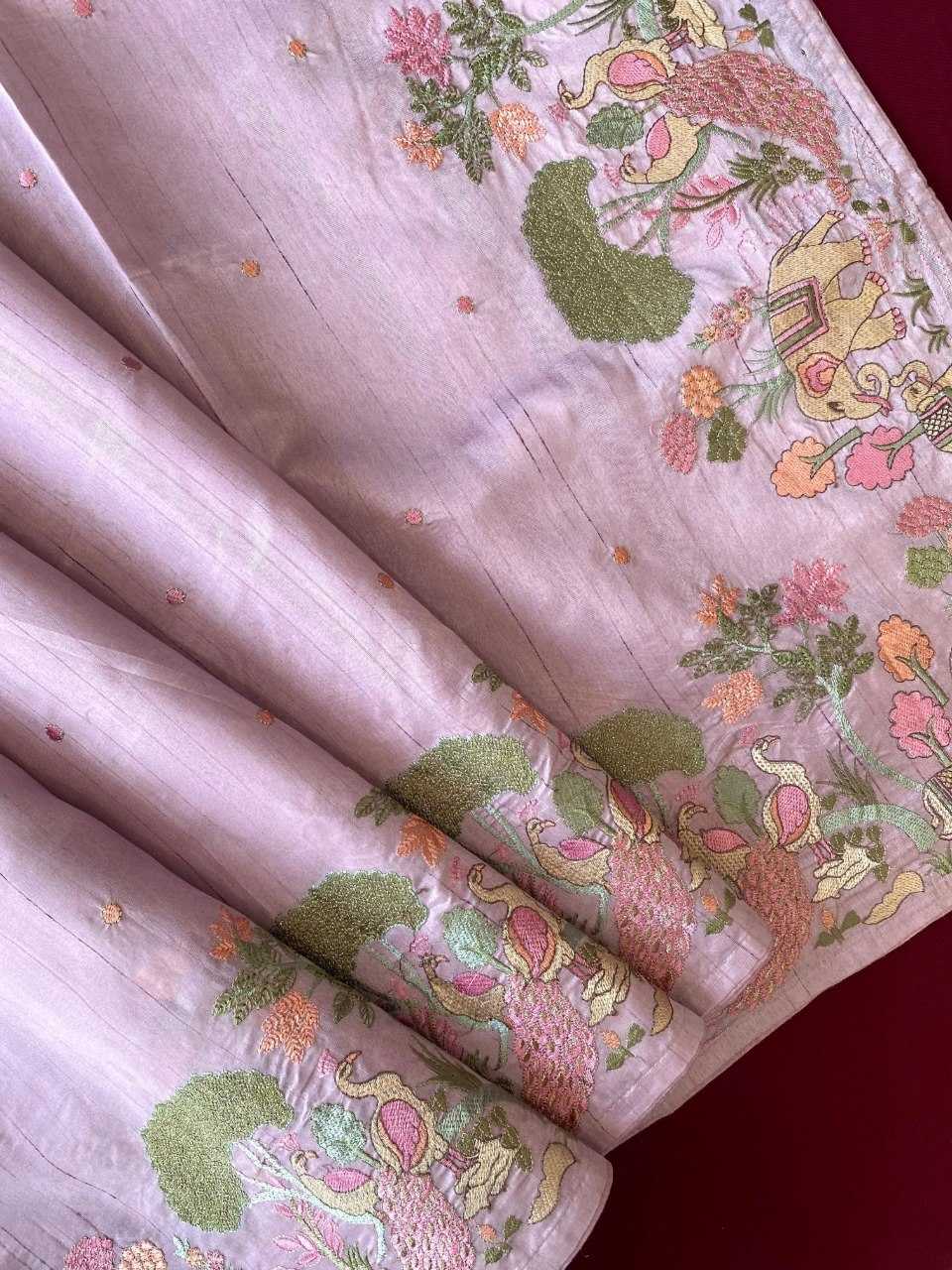 YNF Wholesale Tussar Silk Embroidered Sarees KESH249 SPRING VALLEY | Surat Manufacturer