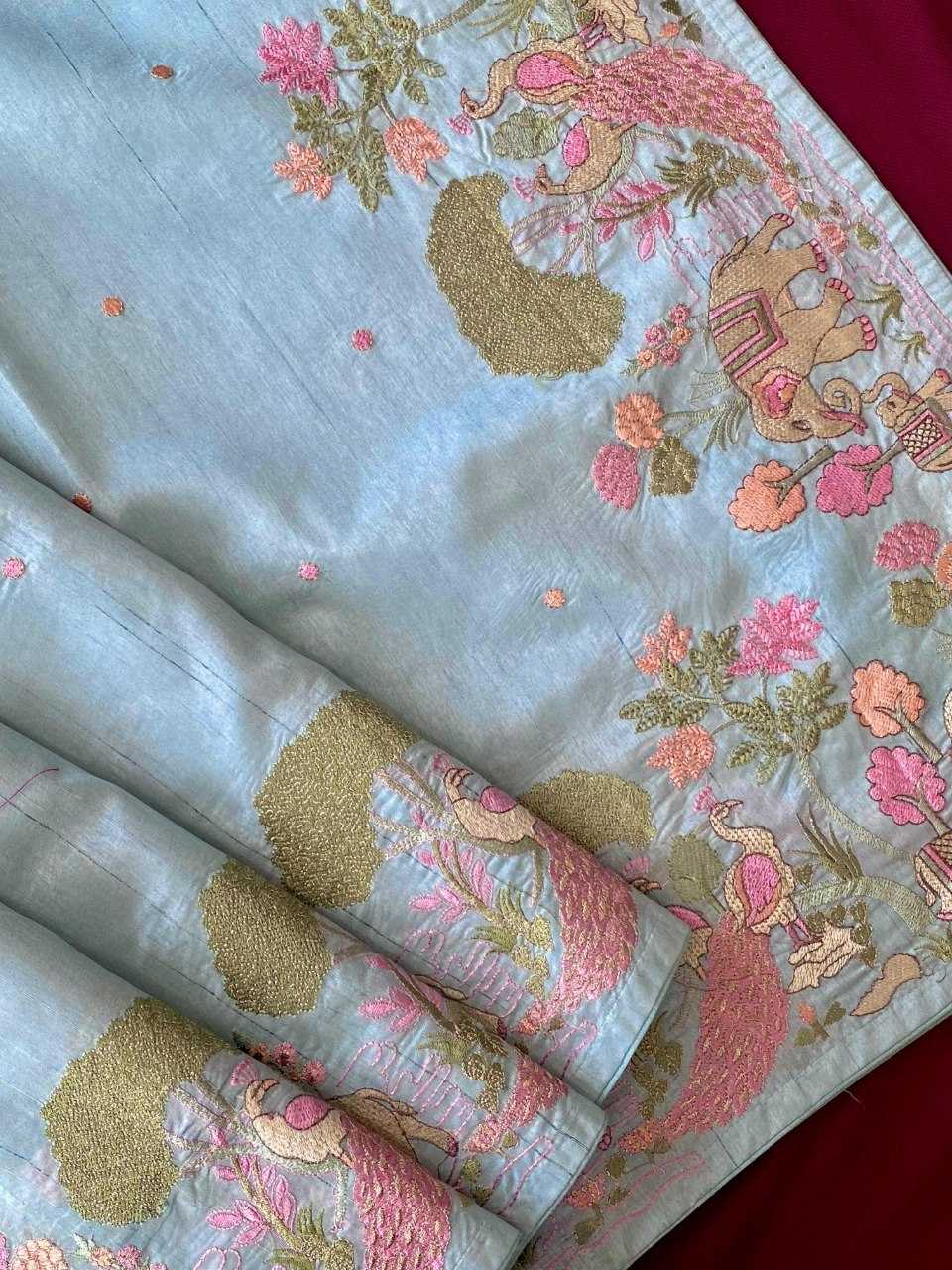YNF Wholesale Tussar Silk Embroidered Sarees KESH249 SPRING VALLEY | Surat Manufacturer