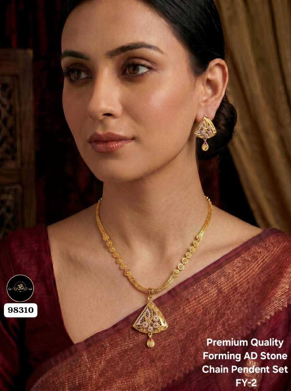 YNF Wholesale Brass Artificial Pendant Set  | Surat Manufacturer