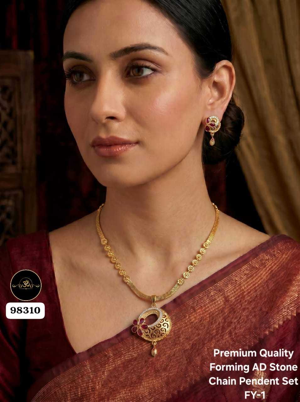 YNF Wholesale Brass Artificial Pendant Set  | Surat Manufacturer