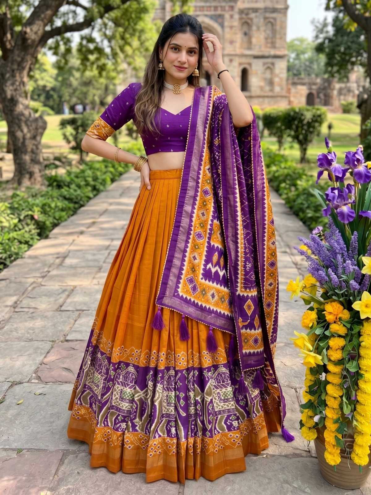 YNF Wholesale Tussar Silk Printed Lehenga  | Surat Manufacturer