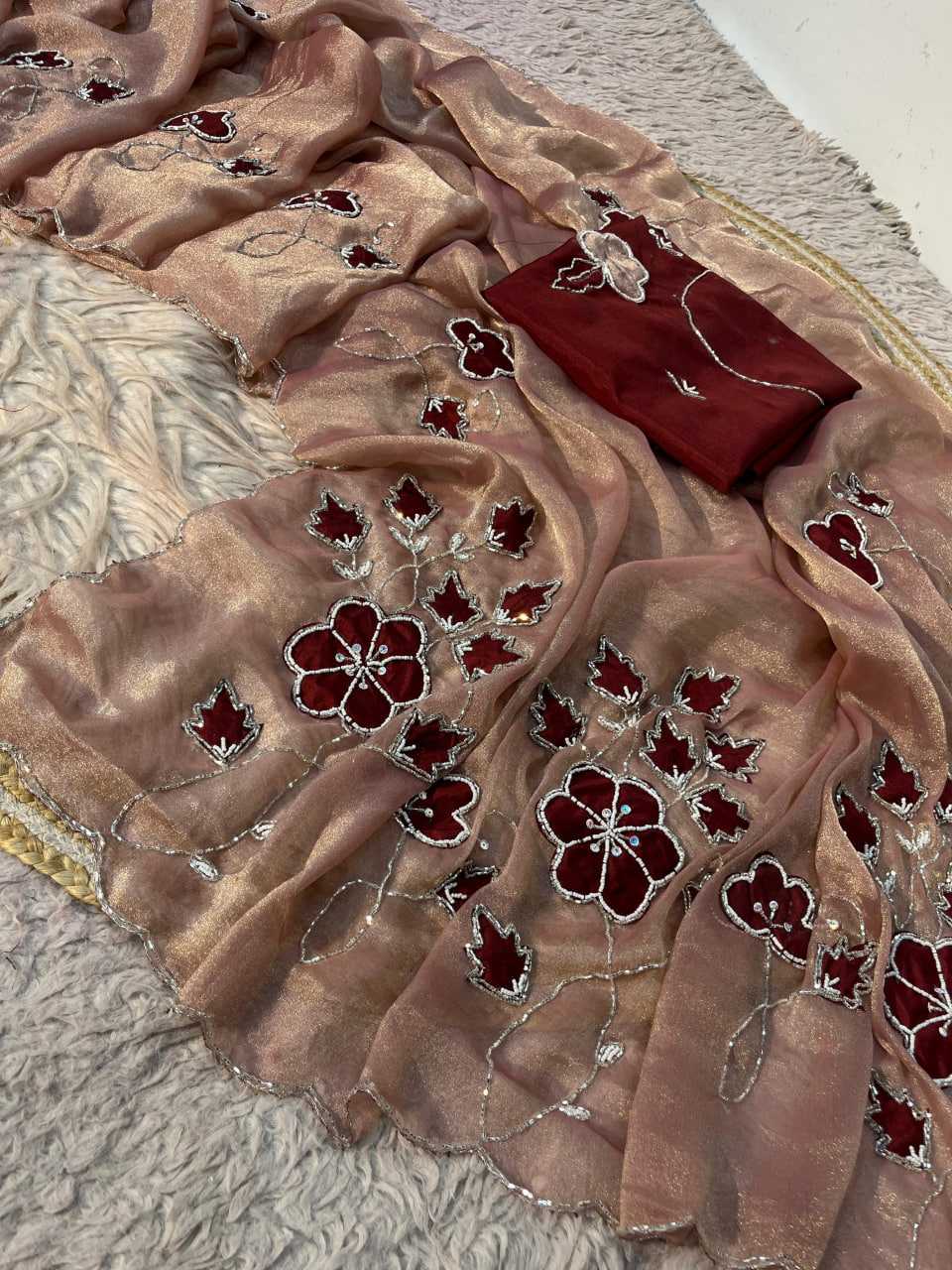 YNF Wholesale Dull Moss Hand Work Sarees  | Surat Manufacturer