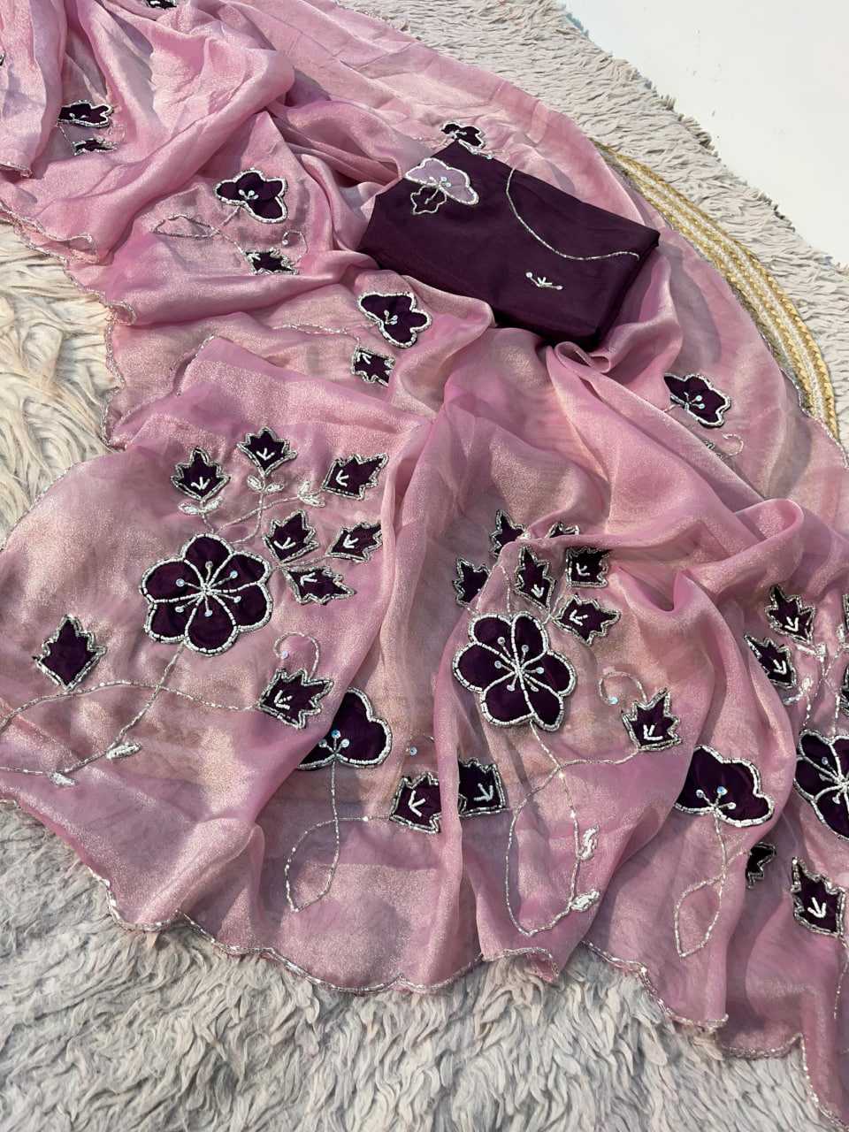 YNF Wholesale Dull Moss Hand Work Sarees  | Surat Manufacturer