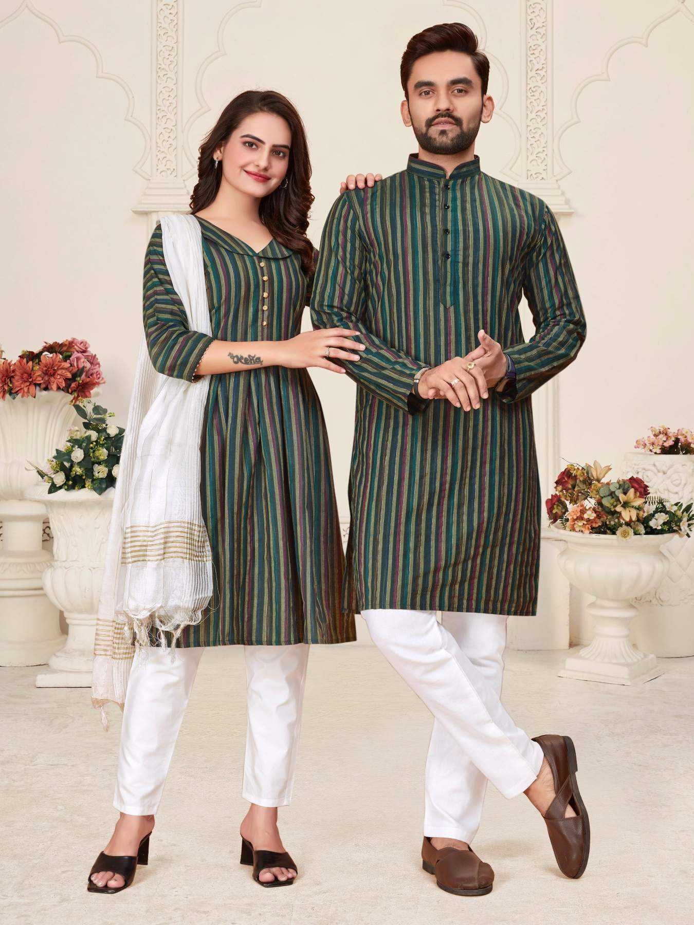 YNF Wholesale Cotton Couple Matching Ethnic Outfits  | Surat Manufacturer
