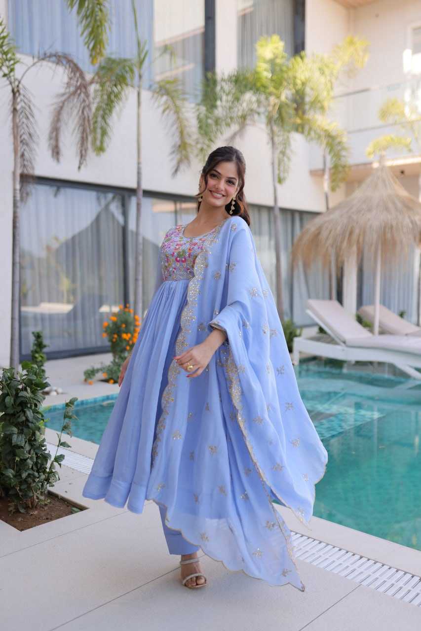 YNF Wholesale Chanderi Silk Embroidery Gowns KESH489 1239 | Surat Manufacturer