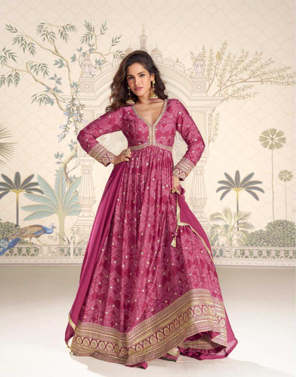 YNF Wholesale Chinon Silk Embroidery Gowns KESH142 SAYURI BANDHAN | Surat Manufacturer