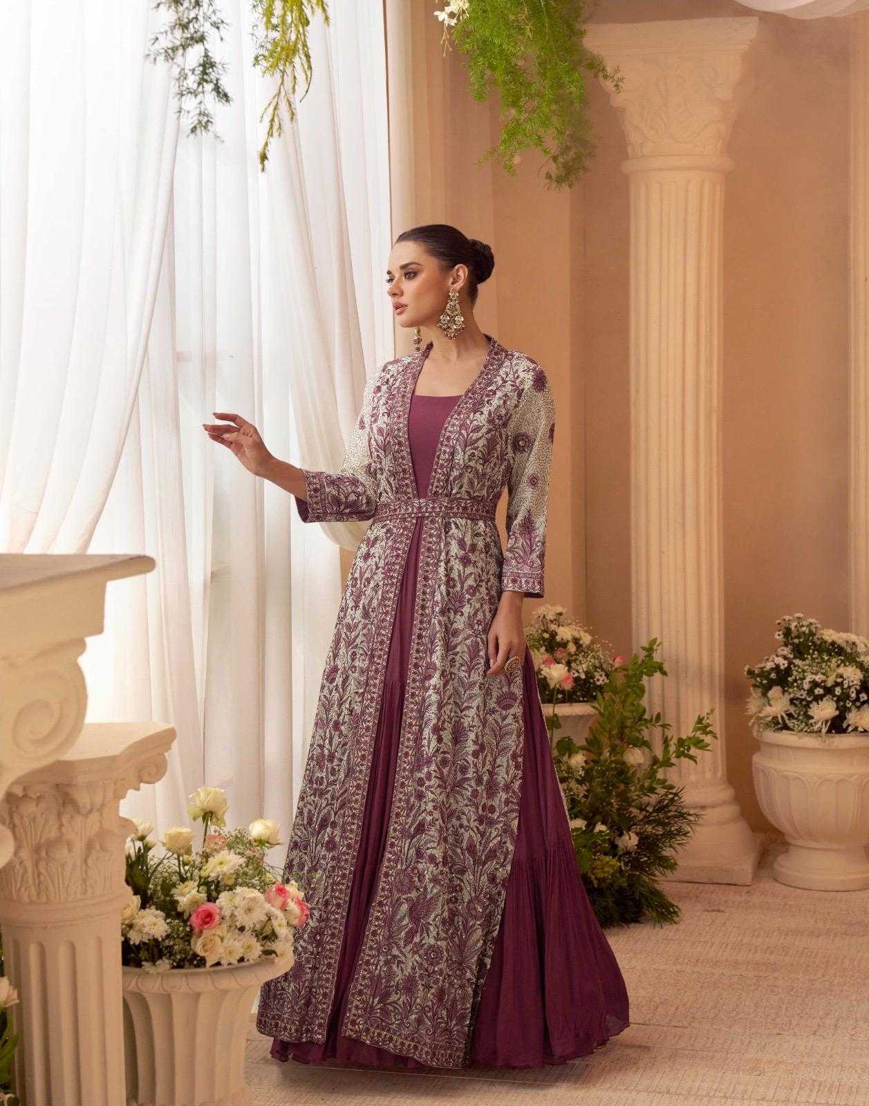 YNF Wholesale Chinon Silk Embroidery Gowns KESH142 SAYURI KASMIRA | Surat Manufacturer