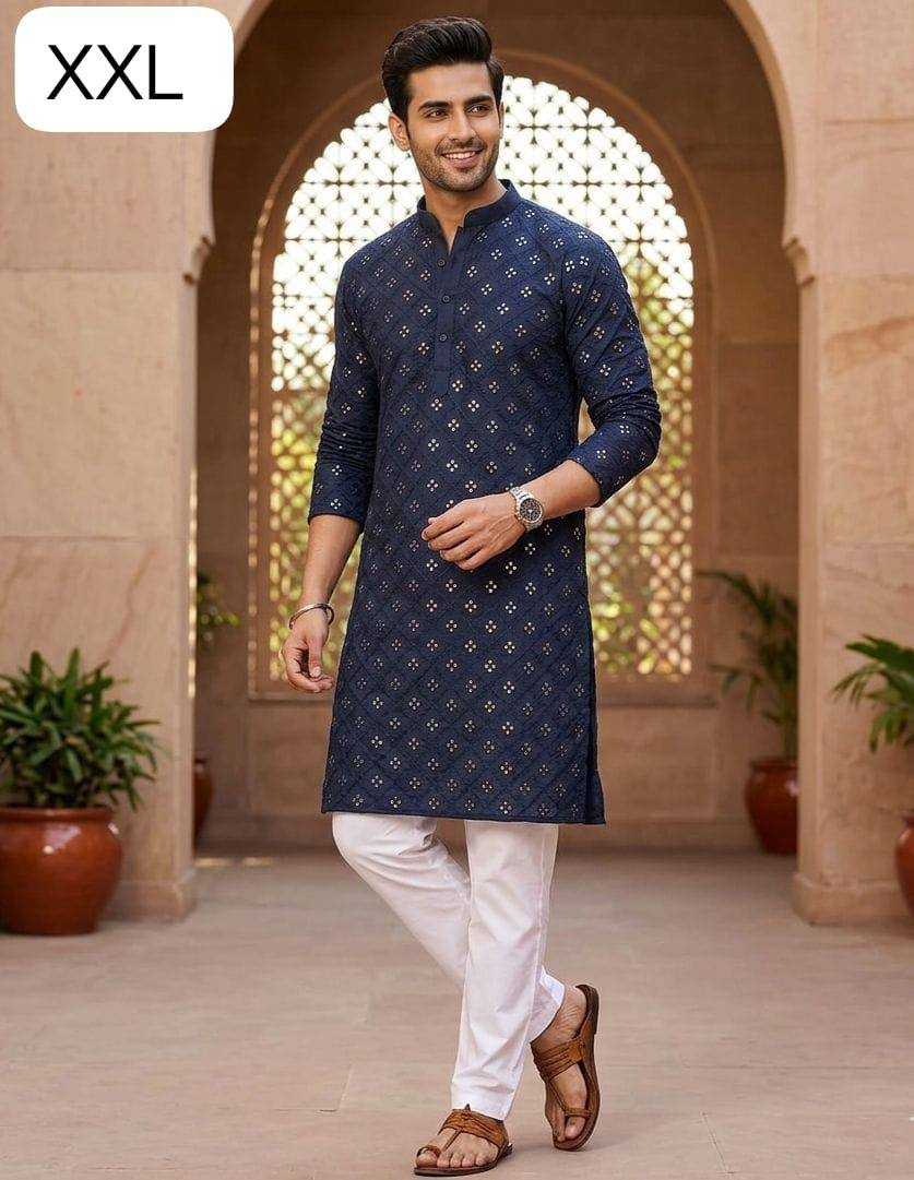 YNF Wholesale Cotton Mens Kurta Pyjama KESH650 Mirror | Surat Manufacturer