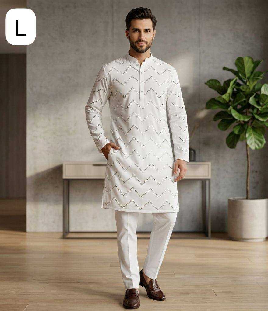 YNF Wholesale Cotton Mens Kurta Pyjama KESH650 Mirror | Surat Manufacturer