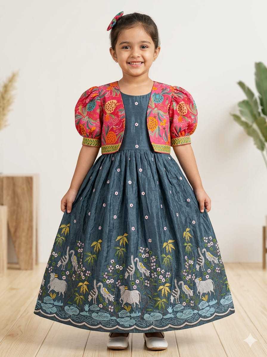YNF Wholesale Crush Silk Kids Gown RIN235 Soft nylon | Surat Manufacturer