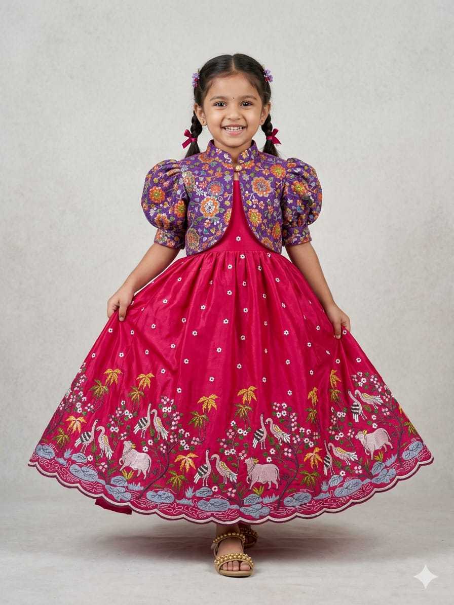 YNF Wholesale Crush Silk Kids Gown RIN235 Soft nylon | Surat Manufacturer