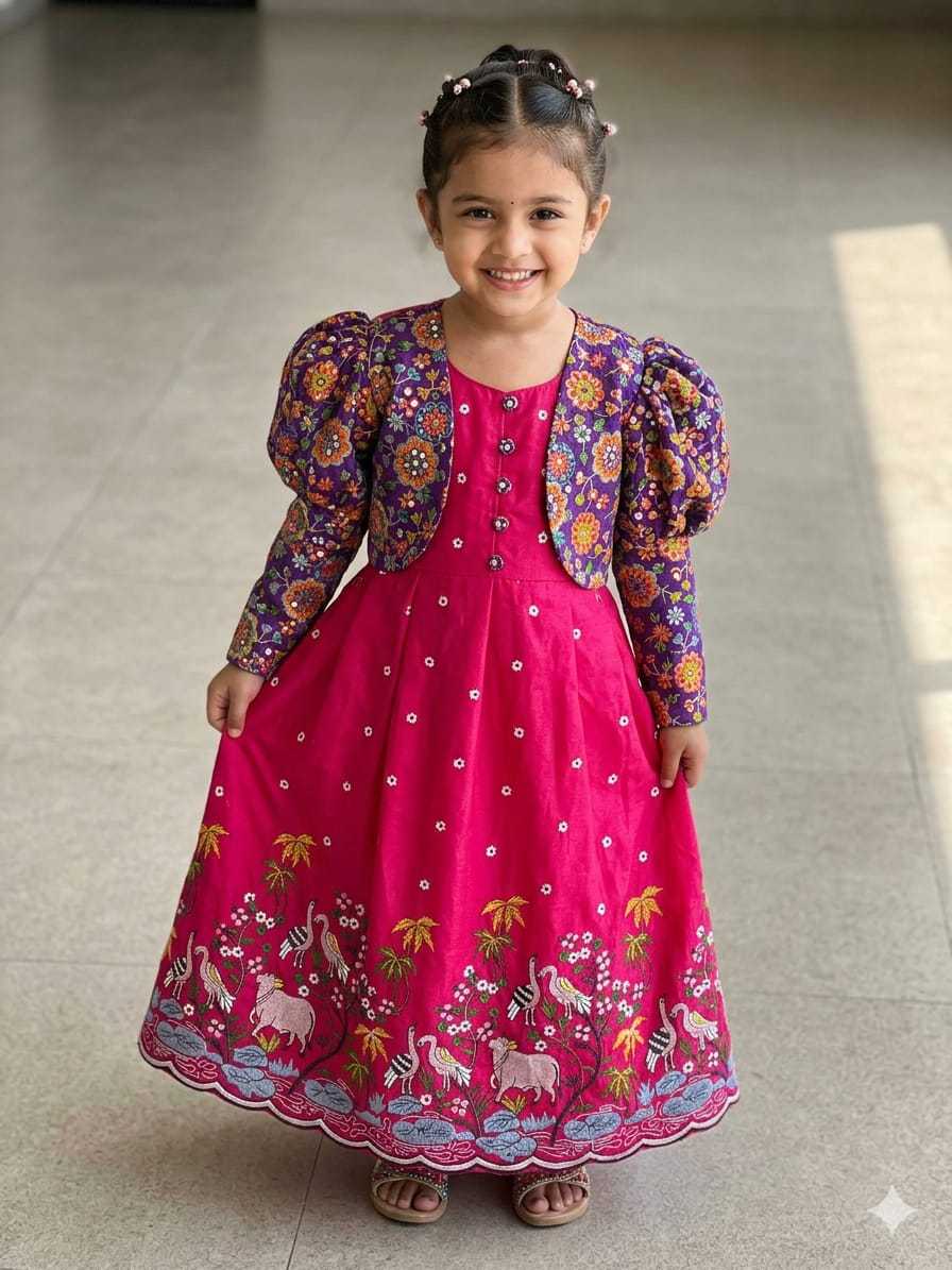 YNF Wholesale Crush Silk Kids Gown RIN235 Soft nylon | Surat Manufacturer
