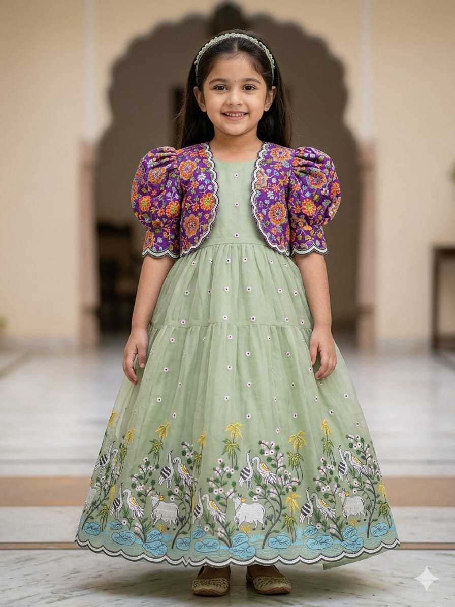 YNF Wholesale Crush Silk Kids Gown RIN235 Soft nylon | Surat Manufacturer