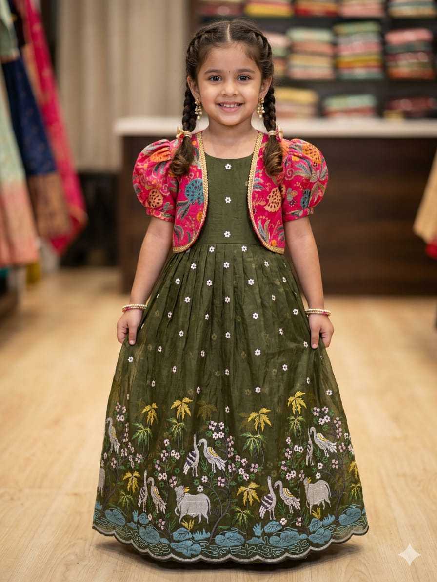 YNF Wholesale Crush Silk Kids Gown RIN235 Soft nylon | Surat Manufacturer