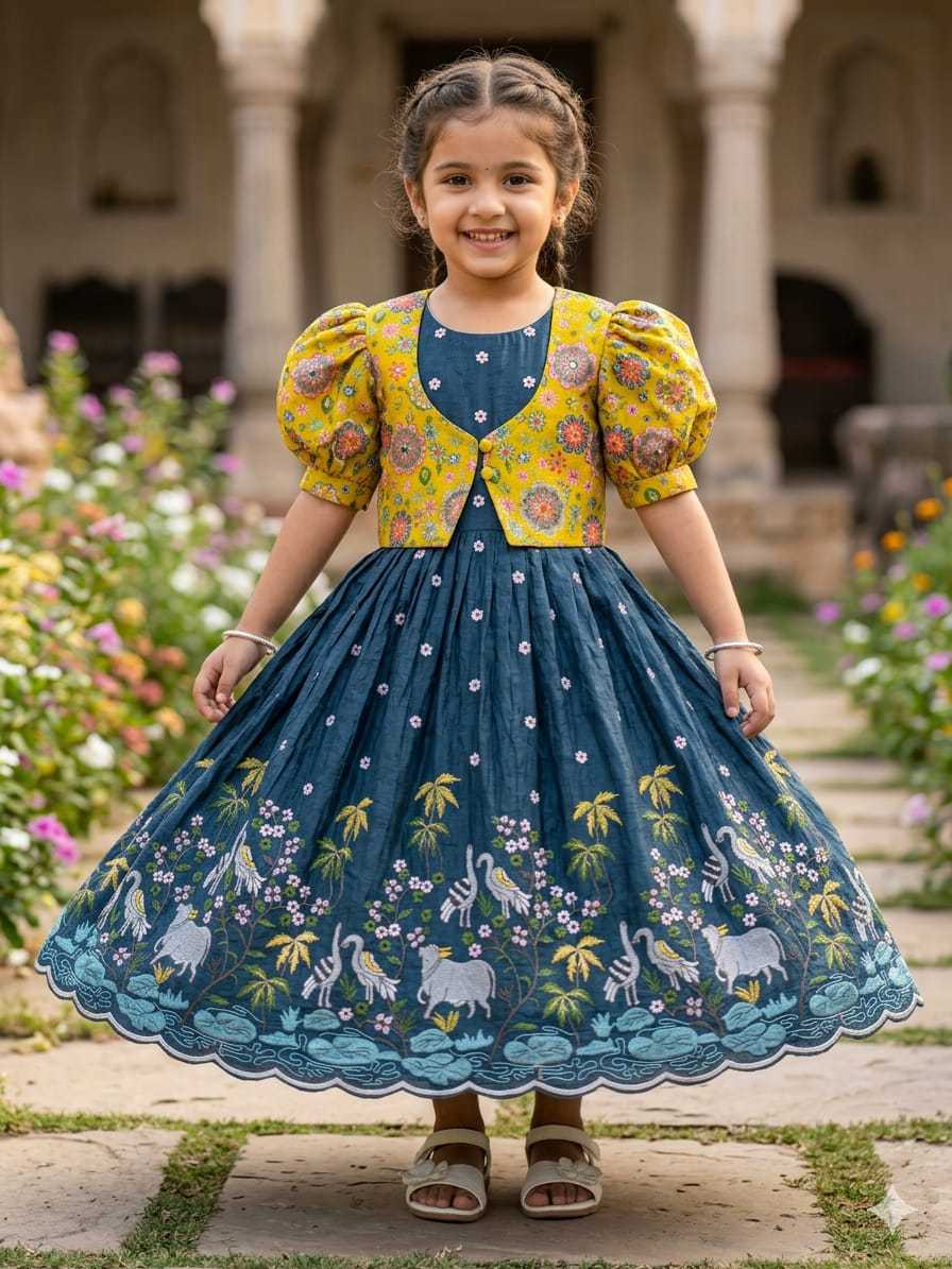 YNF Wholesale Crush Silk Kids Gown RIN235 Soft nylon | Surat Manufacturer