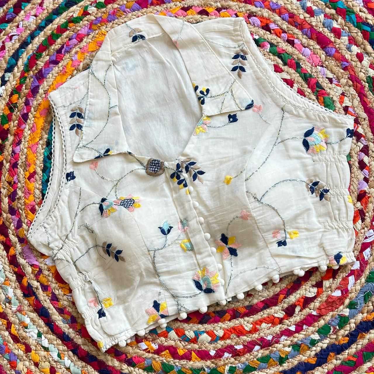 YNF Wholesale Khadi Cotton Sleeveless Blouse KESH653 Khadi collar | Surat Manufacturer
