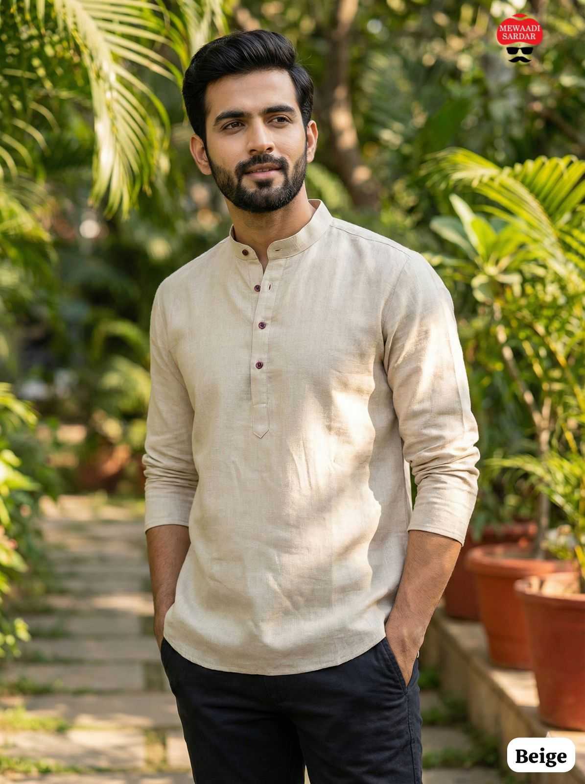 YNF Wholesale Khadi Men Short Kurta KESH481 Ranu | Surat Manufacturer