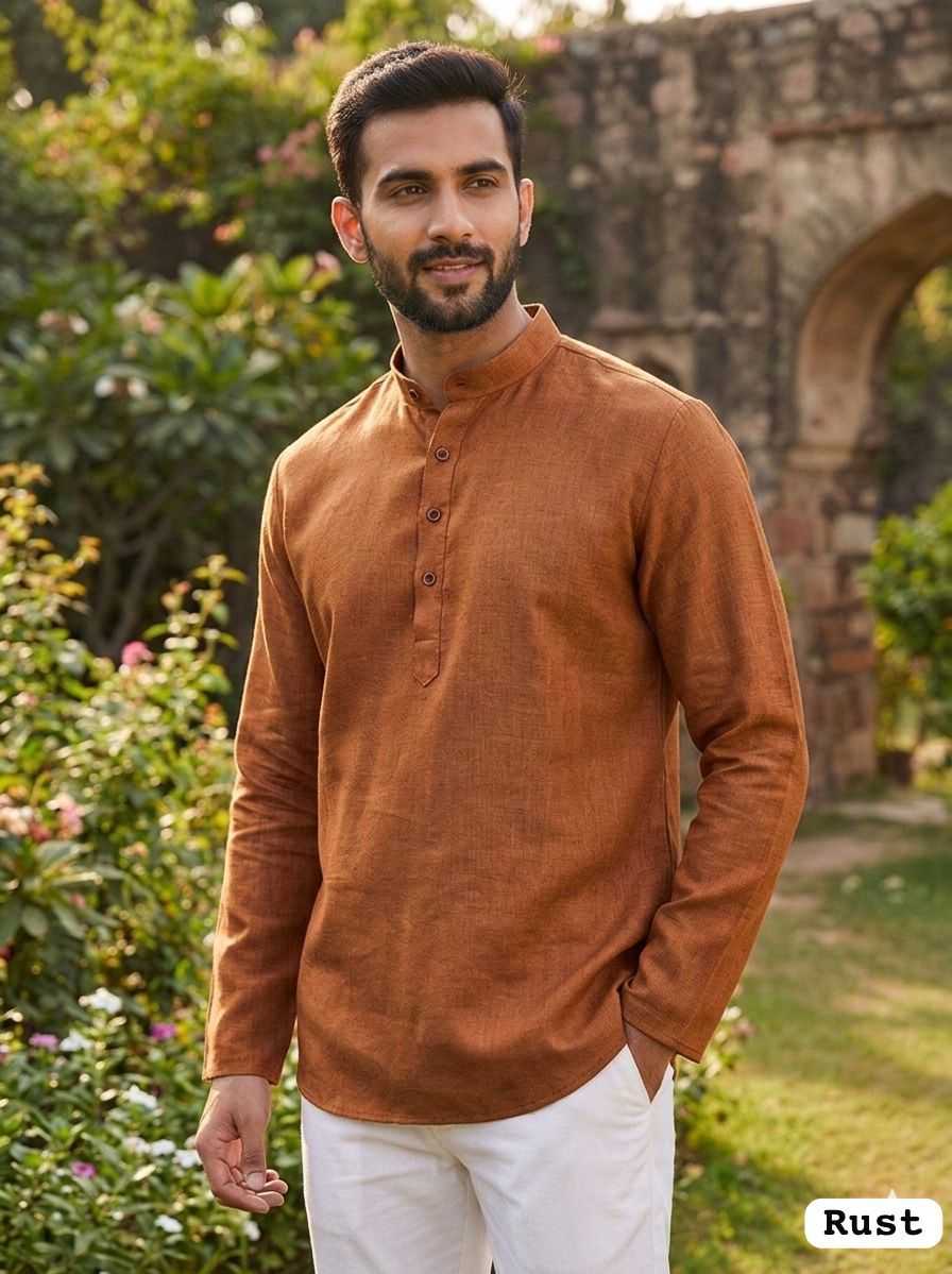 YNF Wholesale Khadi Men Short Kurta KESH481 Ranu | Surat Manufacturer