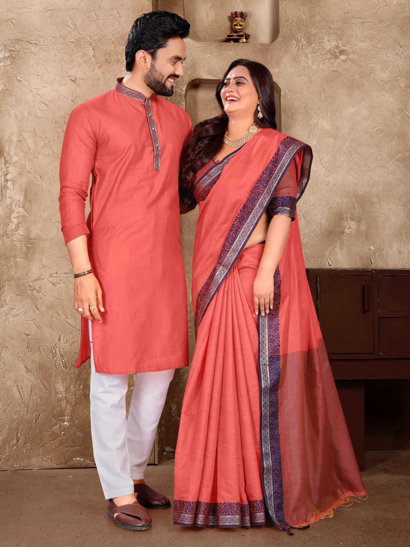YNF Wholesale Linen Couple Matching Ethnic Outfits KESH620 Man~Mohini | Surat Manufacturer