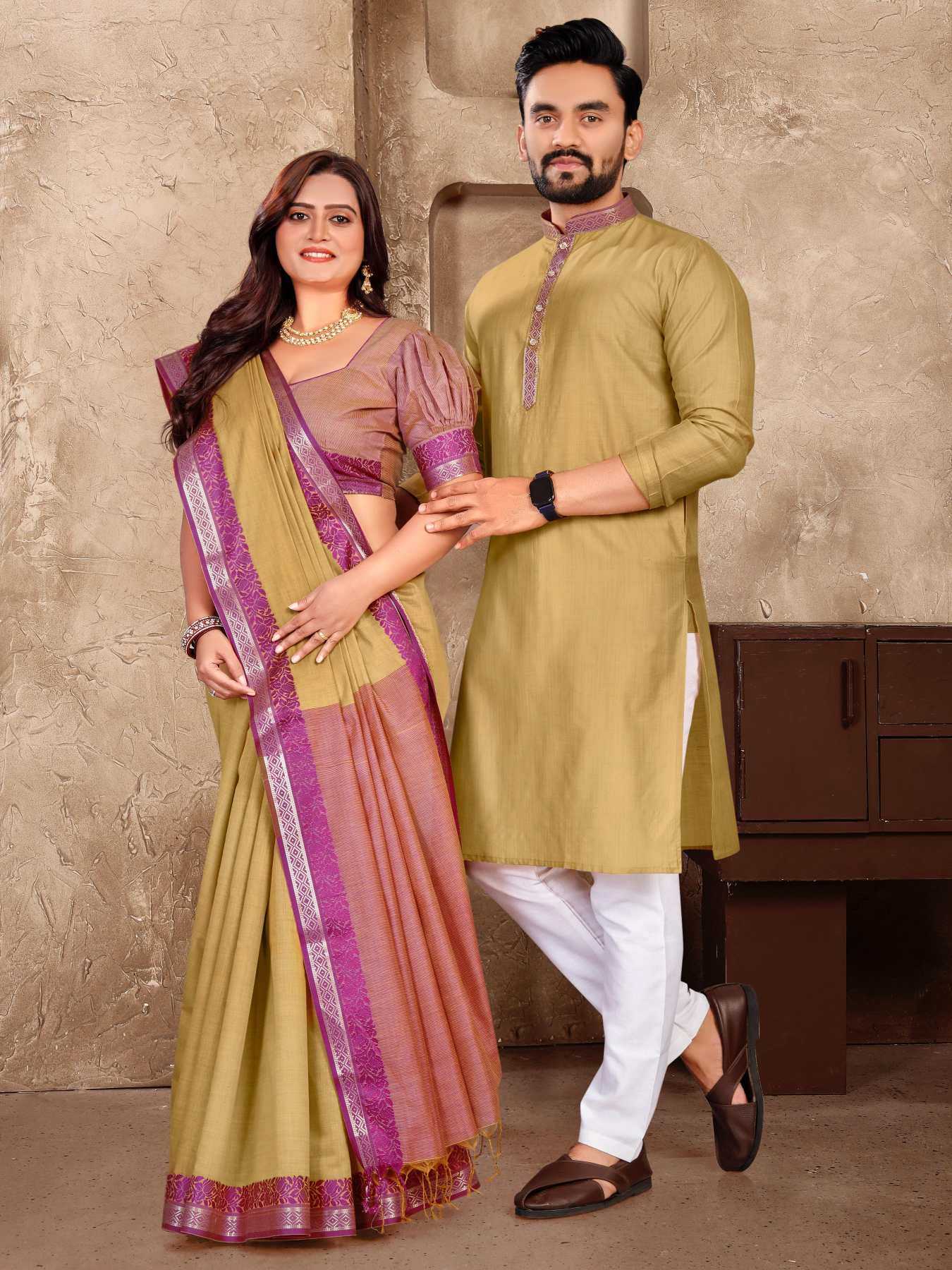 YNF Wholesale Linen Couple Matching Ethnic Outfits KESH620 Man~Mohini | Surat Manufacturer