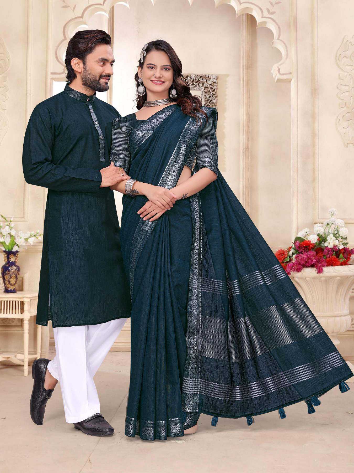 YNF Wholesale Linen Couple Matching Ethnic Outfits KESH620 Radhe Shyam | Surat Manufacturer