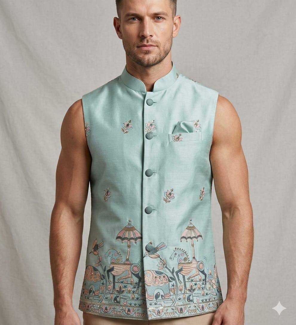 YNF Wholesale Malai Silk Mens Ethnic Jackets KESH650 Venmer | Surat Manufacturer