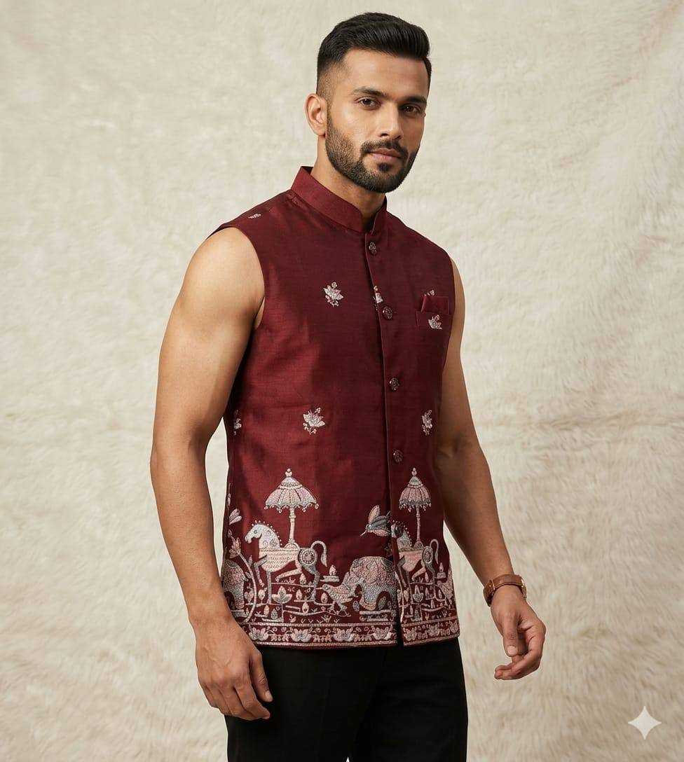 YNF Wholesale Malai Silk Mens Ethnic Jackets KESH650 Venmer | Surat Manufacturer