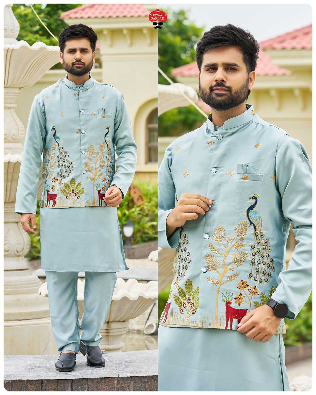 YNF Wholesale Malay Satin Silk Mens Kurta Pyjama KESH521 Swagat 3.0 | Surat Manufacturer