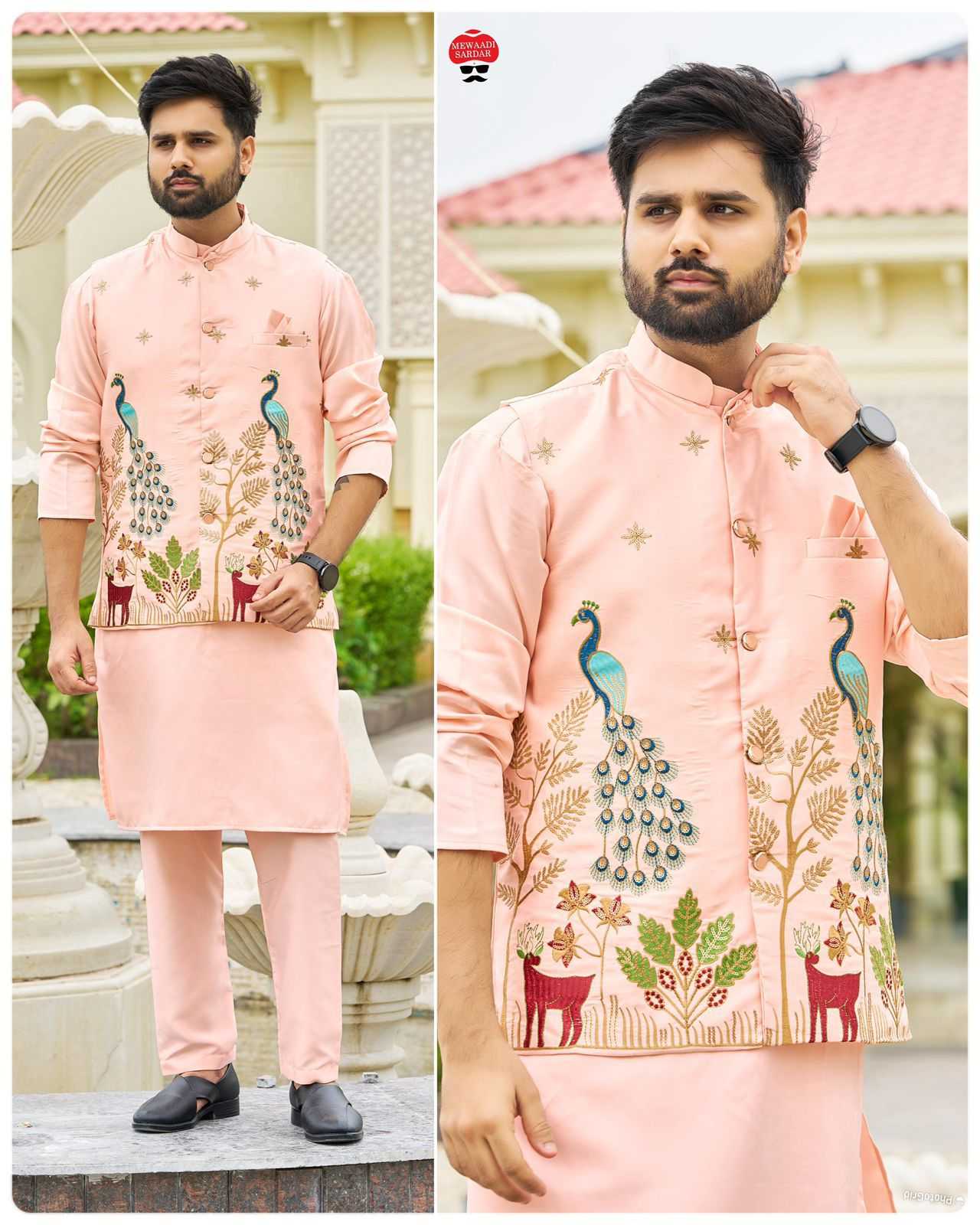 YNF Wholesale Malay Satin Silk Mens Kurta Pyjama KESH521 Swagat 3.0 | Surat Manufacturer