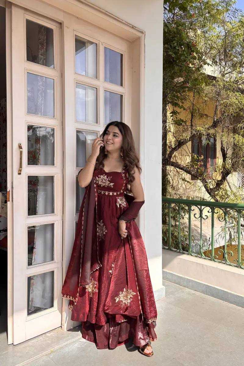 YNF Wholesale Satin Embroidery Gowns KESH513 584 | Surat Manufacturer