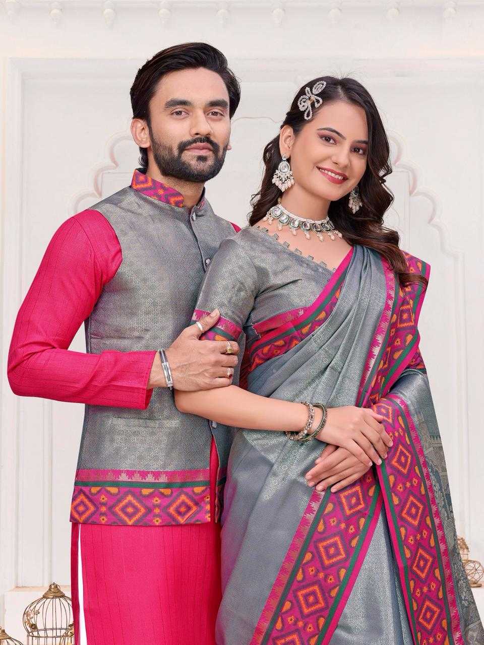 YNF Wholesale Silk Couple Matching Ethnic Outfits KESH620 SHRIVALLI-2 | Surat Manufacturer