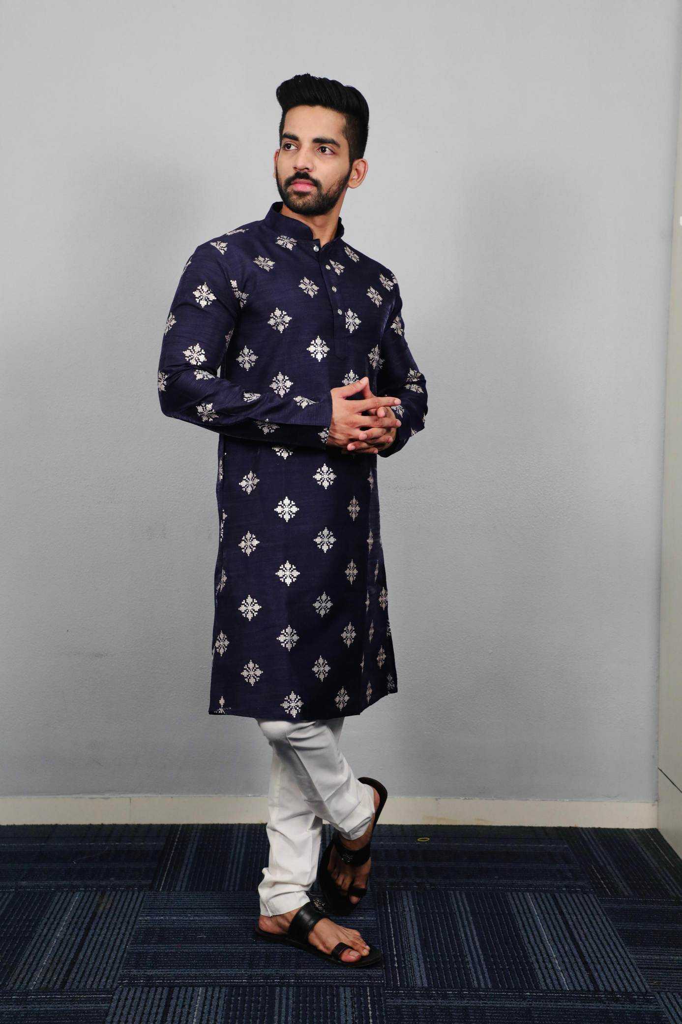 YNF Wholesale Soft Silk Mens Kurtas KESH747 GOLDEN FLOWER | Surat Manufacturer