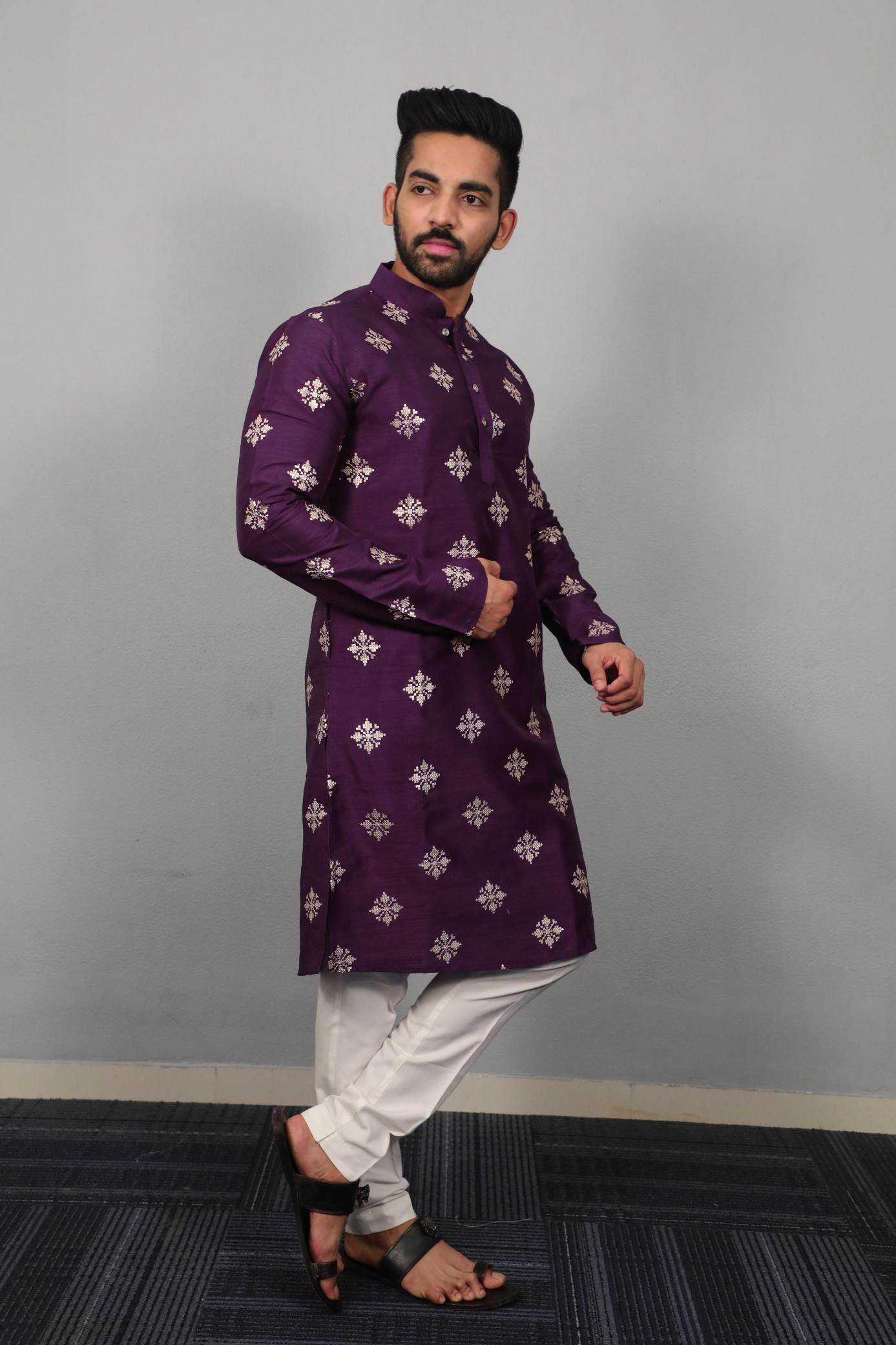 YNF Wholesale Soft Silk Mens Kurtas KESH747 GOLDEN FLOWER | Surat Manufacturer