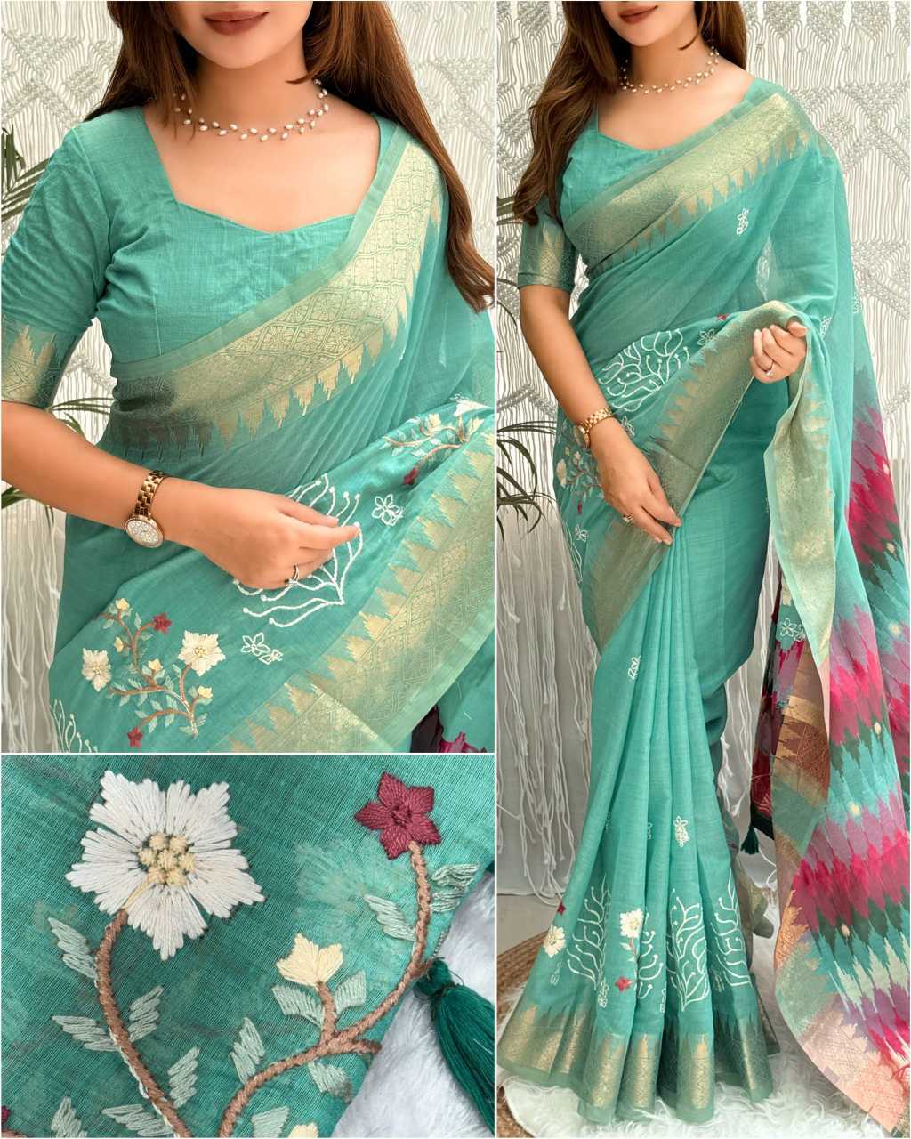 YNF Wholesale Tussar Silk Embroidered Sarees KESH501 Shital | Surat Manufacturer