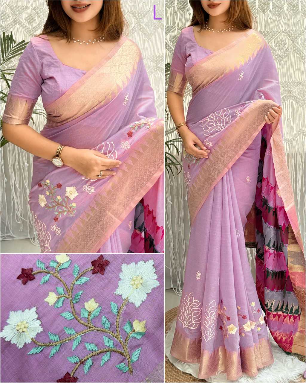 YNF Wholesale Tussar Silk Embroidered Sarees KESH501 Shital | Surat Manufacturer
