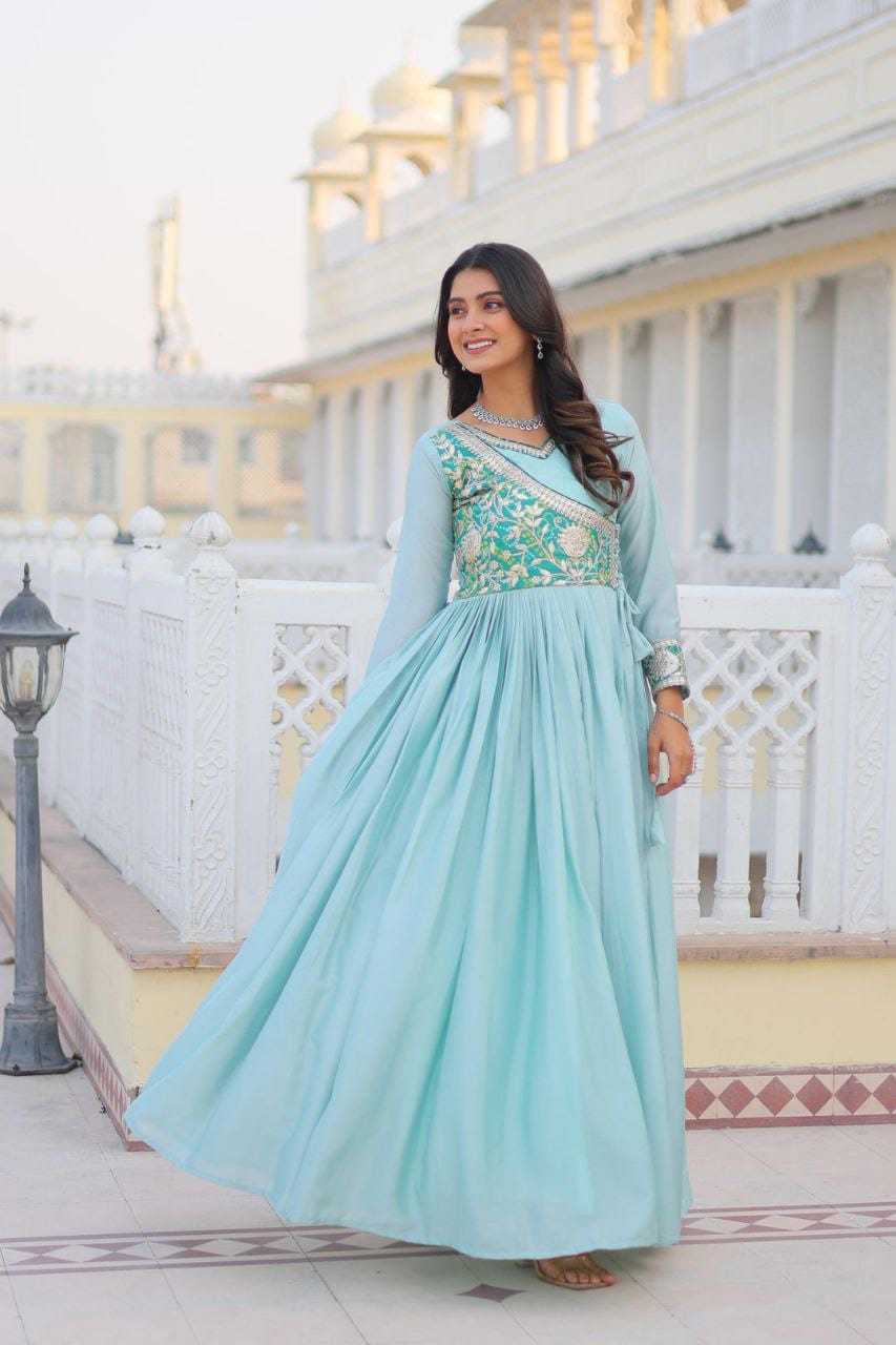 YNF Wholesale Chinon Printed Gowns  | Surat Manufacturer