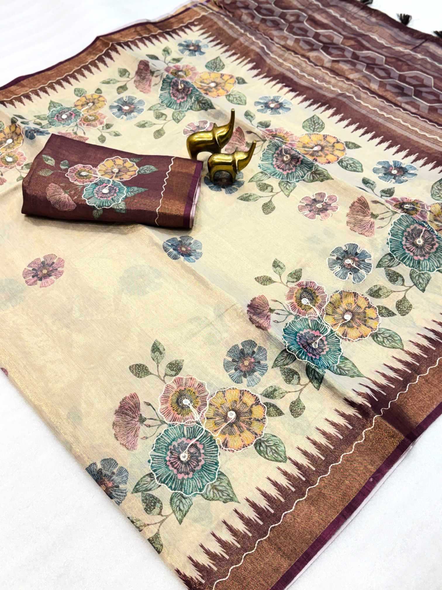 YNF Wholesale Tissue Branded Sarees  | Surat Manufacturer