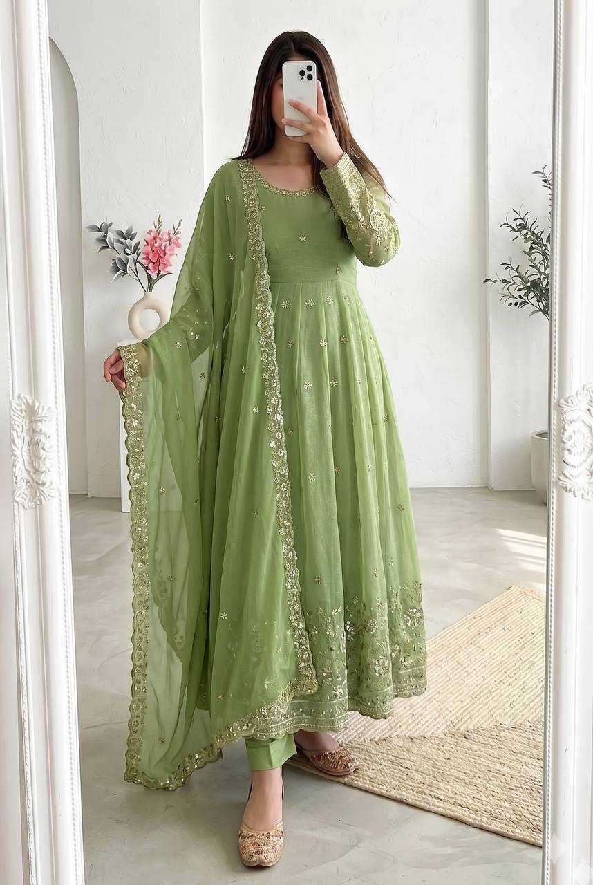 YNF Wholesale Heavy Silk Embroidery Gowns  | Surat Manufacturer
