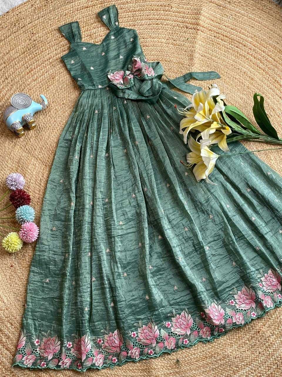 YNF Wholesale Soft Gold Crush Kids Gown  | Surat Manufacturer