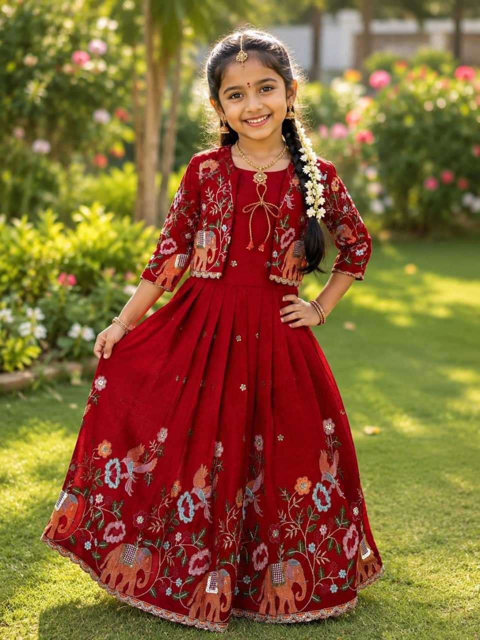 YNF Wholesale Vichitra Silk Kids Frocks  | Surat Manufacturer