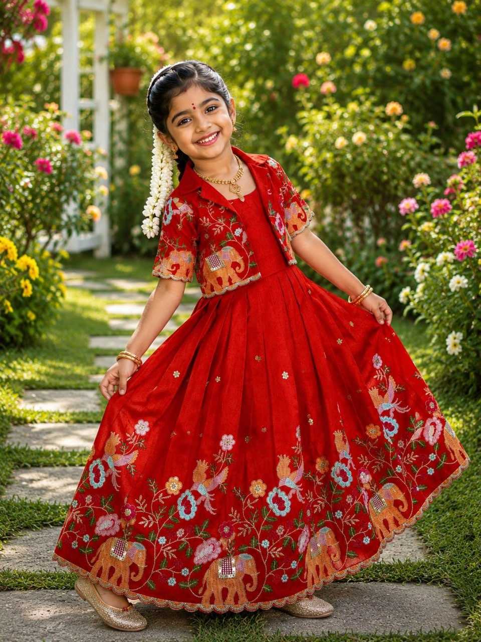 YNF Wholesale Vichitra Silk Kids Frocks  | Surat Manufacturer