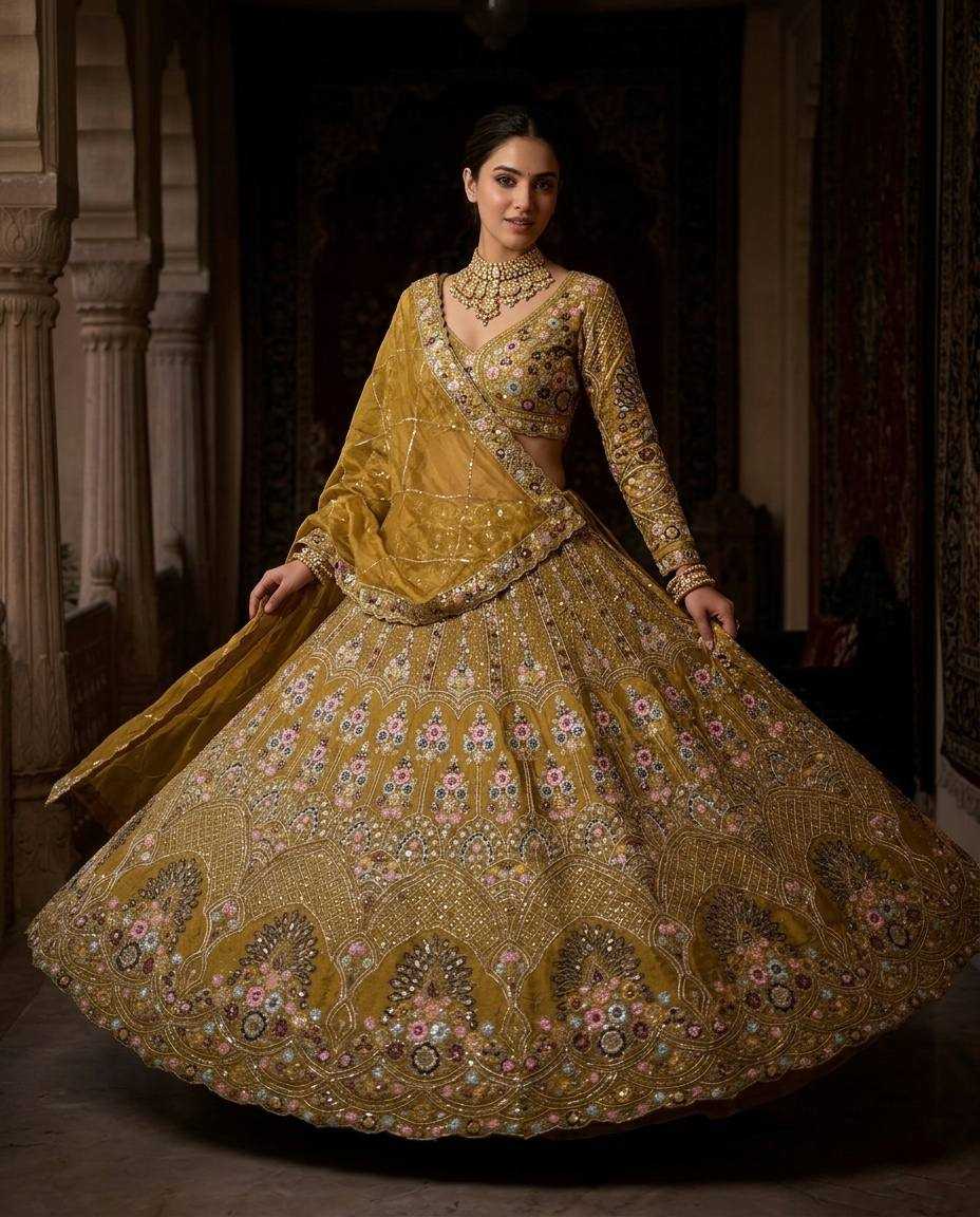 YNF Wholesale Soft Gold Crush Designer Lehenga  | Surat Manufacturer