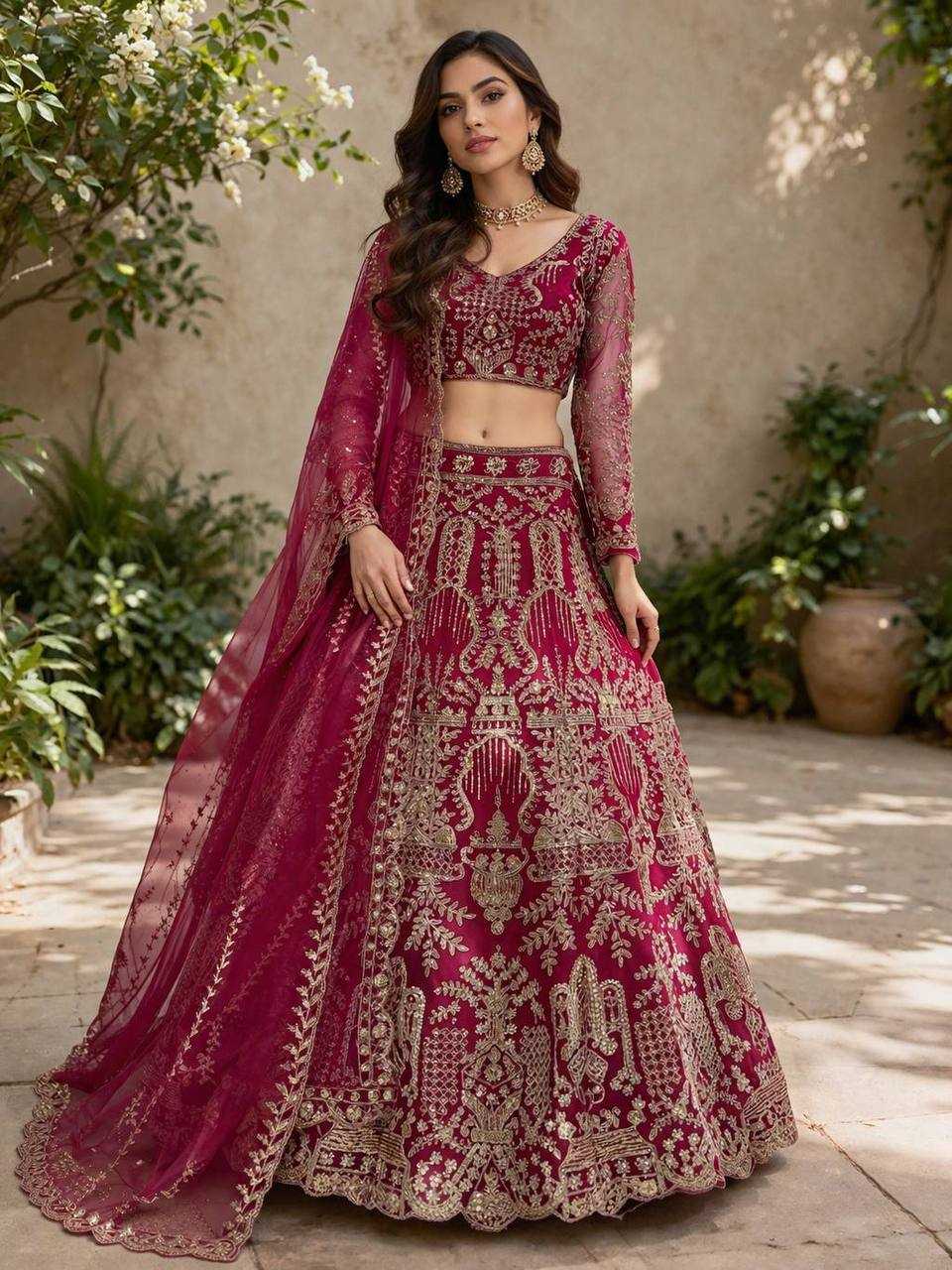 YNF Wholesale Butterfly Net Wedding Lehenga  | Surat Manufacturer