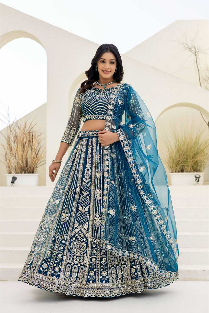 YNF Wholesale Butterfly Net Embroidered Lehenga  | Surat Manufacturer