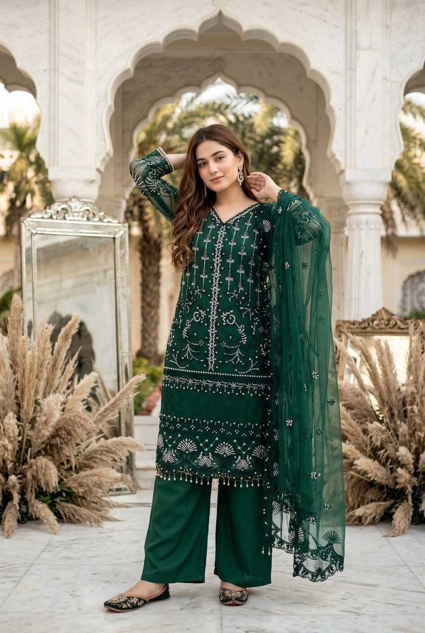 YNF Wholesale Soft Net Palazzo Suit  | Surat Manufacturer