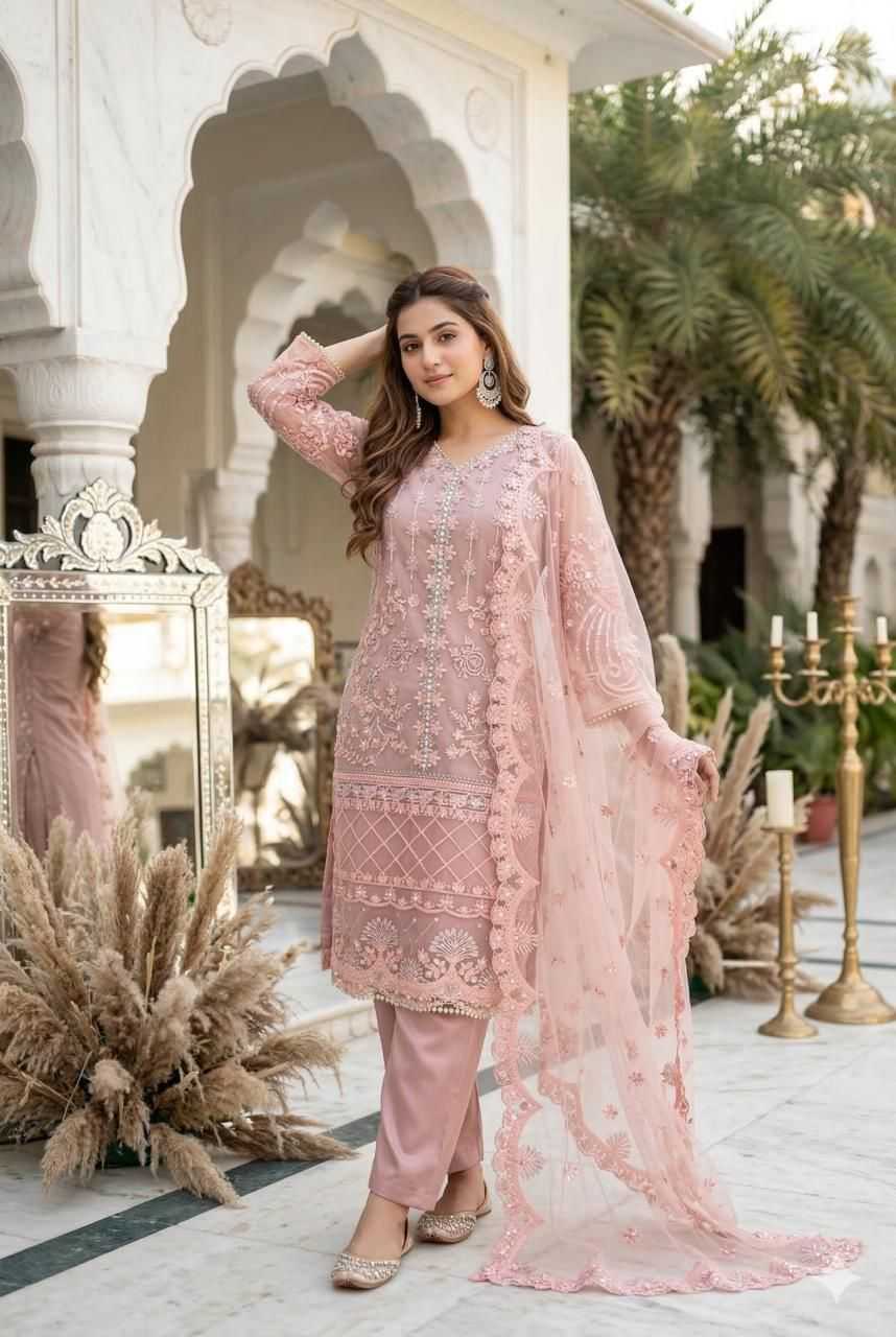 YNF Wholesale Soft Net Palazzo Suit  | Surat Manufacturer