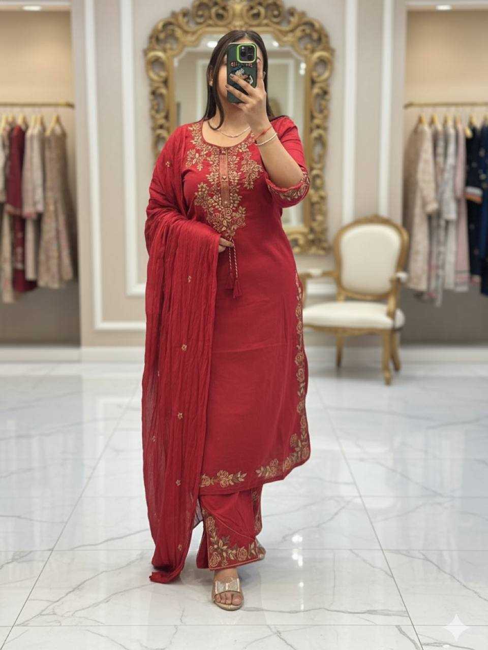 YNF Wholesale Heavy Roman Silk Palazzo Suit  | Surat Manufacturer