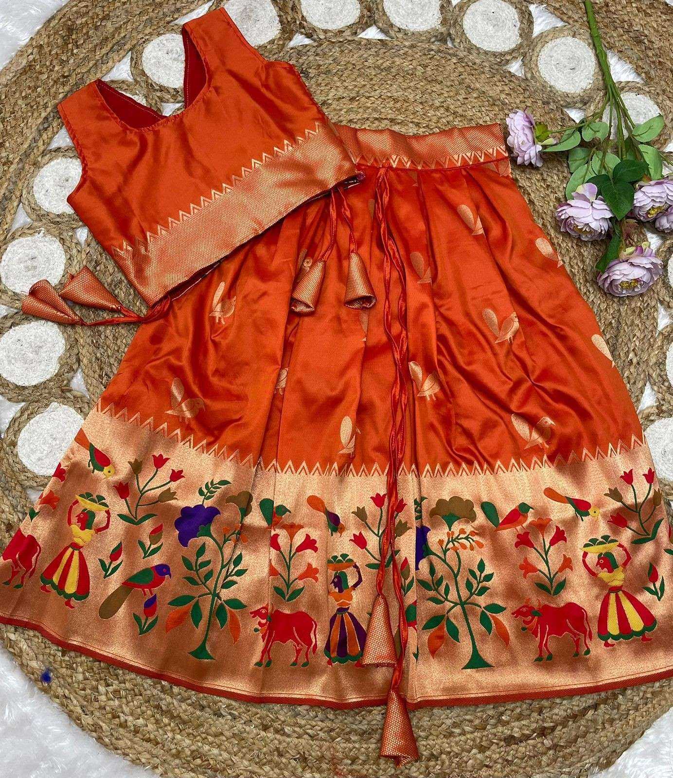 YNF Wholesale Paithani Silk Kids Lehenga  | Surat Manufacturer