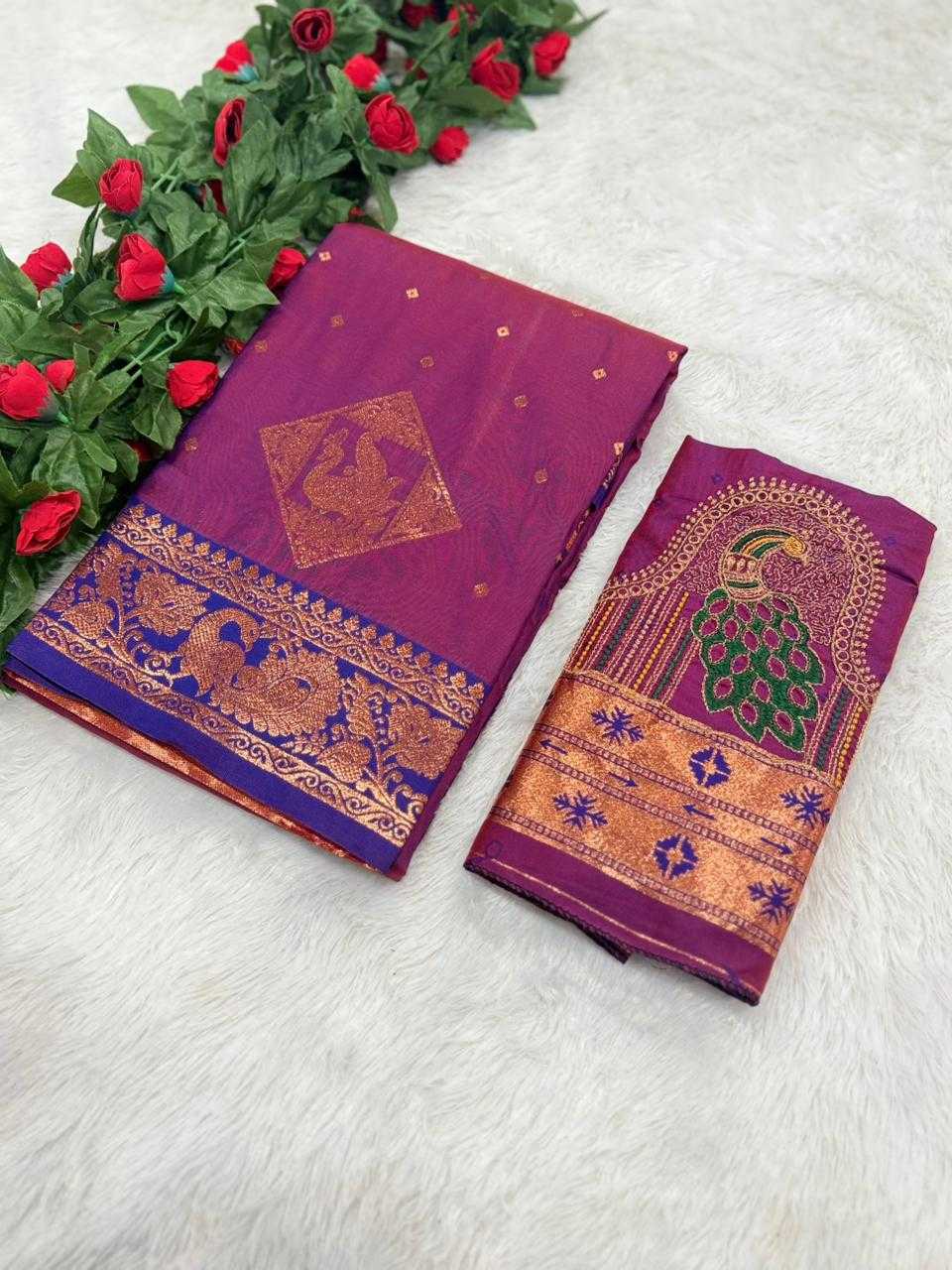 YNF Wholesale Jacquard Embroidered Sarees  | Surat Manufacturer